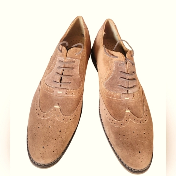 Hush Puppies Men's Tan Brogue Oxford Lace Up Suede Shoes Size 9 - Picture 3 of 8